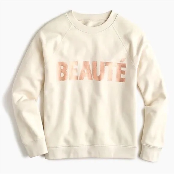 J. Crew  BEAUTE Sweatshirt Crewneck Metallic Rose Gold (22) - Picture 2 of 6